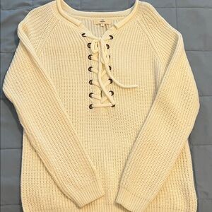 Entro Cream Lace-Up Sweater